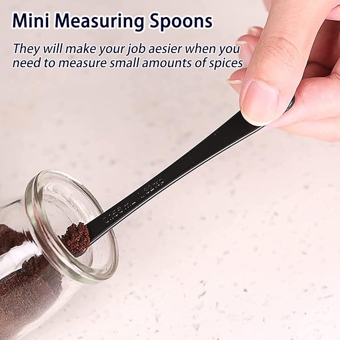 DOTINGHUX Measuring Spoons, Plastic Measuring Spoons Set with Egg Separator 12-Piece,Black