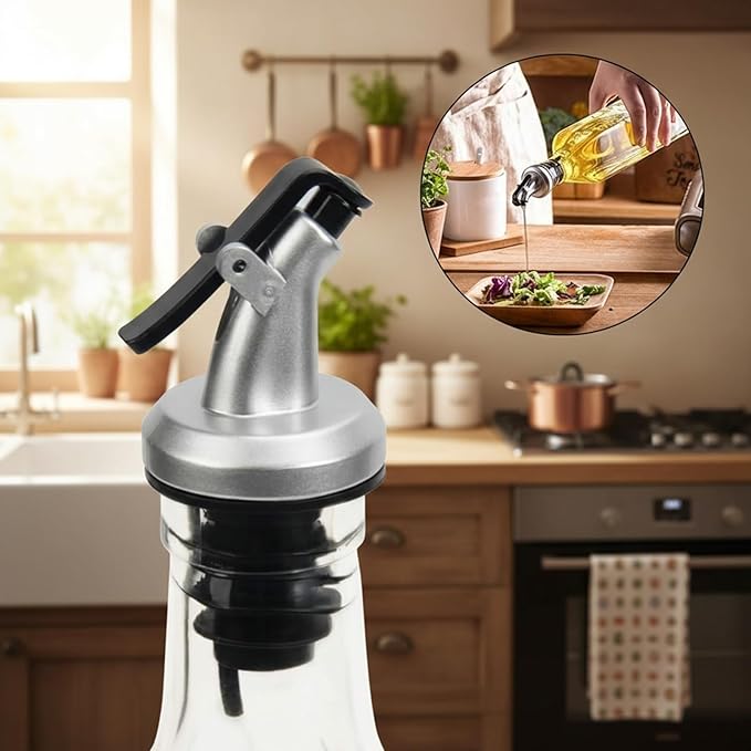 WERTIOO Olive Oil Dispenser Bottle, 17 OZ Glass Oil Dispenser for Kitchen with 1 Pourer,1 Stainless Steel Funnel & 1 Pen and 8 Label for Kitchen (500ml) - Image 5