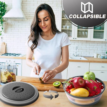 4 in 1,WENWELL 2 Microwave Splatter Cover & 2 Mat,Cooking Splash Guard with Handle,Kitchen dish bowl Plate Proof Food lid & Silicone Round mat,Home Apartment Essential - Image 5