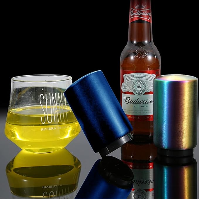 Stocking Stuffers Gift for Dad Mom, YUDANSI Push Down Bottle Opener, Automatic Beer Openers, Stainless Steel Bottle Cap Mover,Kitchen Gadgets, Beer Bar Accessories Gifts for Him BF, Magnetic Corkscrew