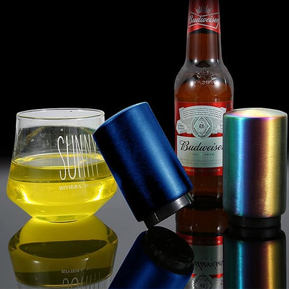 Stocking Stuffers Gift for Dad Mom, YUDANSI Push Down Bottle Opener, Automatic Beer Openers, Stainless Steel Bottle Cap Mover,Kitchen Gadgets, Beer Bar Accessories Gifts for Him BF, Magnetic Corkscrew