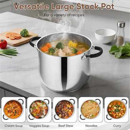 P&P CHEF 9.5" Stainless Steel Large Stock Pot