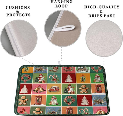 Christmas Dish Drying Mats for Kitchen Counter Cute Xmas Holiday Dish Drainer Pad Microfiber Absorbent Winter Dish Draining Mat Washable Dish Drainer Rack Mat Medium 16x18 Inch - Image 3