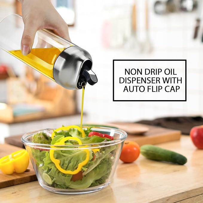Aelga Olive Oil Dispenser Bottle - Glass Oil Dispenser - Dispenser Bottle for Kitchen with Stainless Steel Spout - Image 2