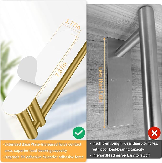 Paper Towel Holder Under Cabinet, 13Inch Self-Adhesive or Wall Paper Towel Holder for Kitchen, Bathroom, RV, Gold - Image 4
