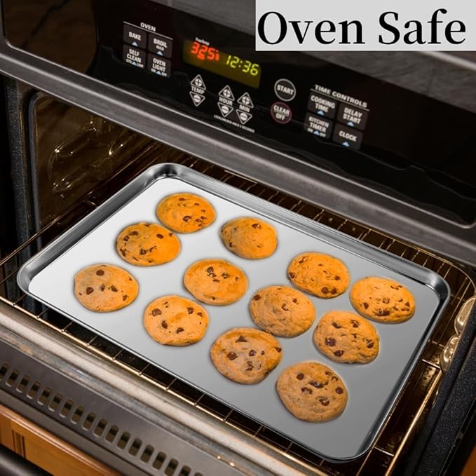 Baking Sheet Set of 3, Heavy-Duty Stainless-Steel Baking Pans, Cookie Sheets Cooking Trays for Oven, 3 Different Sizes (12/16/17.5 Inch) - Image 5
