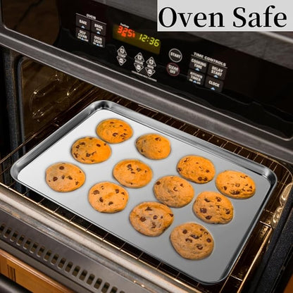 Baking Sheet Set of 3, Heavy-Duty Stainless-Steel Baking Pans, Cookie Sheets Cooking Trays for Oven, 3 Different Sizes (12/16/17.5 Inch) - Image 5