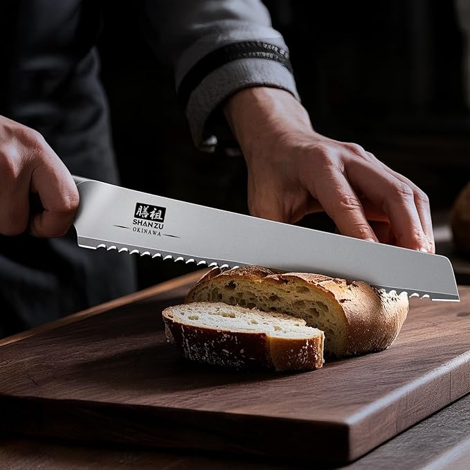 SHAN ZU Bread Knife 8 Inch, Japanese High Carbon 10Cr15Mov Stainless Steel Cake Knife, Razor Sharp Sourdough Slicing Knife, Multifunction Serrated knife for Homemade Bread - Image 6