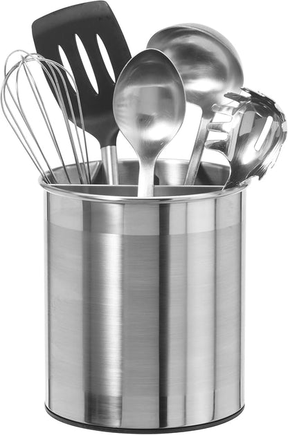 Oggi Jumbo Stainless Steel Rotating Utensil Holder with Removable Divider - Stylish kitchen cooking utensil organizer. Height 7.5". - Image 3