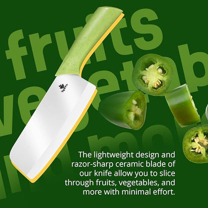 Durable Ceramic Knife for Chopping Vegetables & Fruits, 6” Non-Reactive and Professional Ceramic Chef Knife for Clean Cutting, Sharp Santoku Blade with Ergonomic Handle, Gift-Ready Kitchen Knives