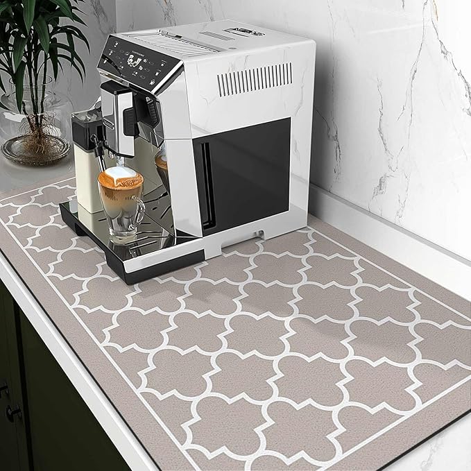 WISELIFE Dish Drying Mat Super Absorbent Drying Mat Large Dish Drying Mats for Kitchen Counter Easy Clean Dish Mat Kitchen Drying Mat18"x 28" Stylish Khaki - Image 2