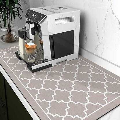 WISELIFE Dish Drying Mat Super Absorbent Drying Mat Large Dish Drying Mats for Kitchen Counter Easy Clean Dish Mat Kitchen Drying Mat18"x 28" Stylish Khaki - Image 2