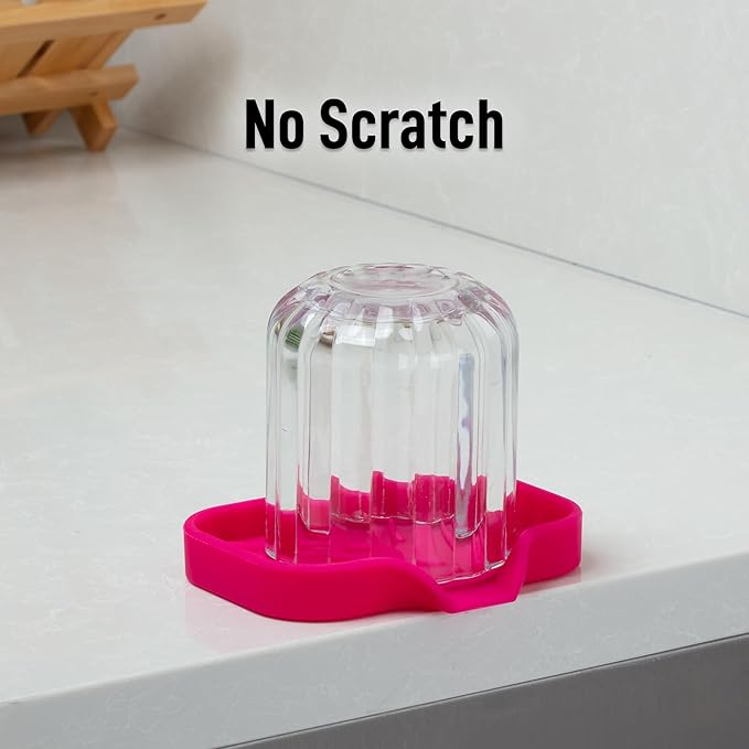 Zulay Kitchen Small Silicone Sponge Holder (4.9x3.3”) – Space-Saving Sink Organizer Tray for Sponge, Soap, Brush & More – Compact Non-Slip Dish for Kitchen & Bathroom (Dragon Fruit) - Image 7