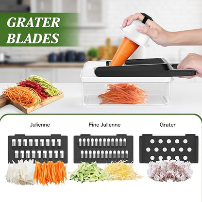 HomeHacks Vegetable Chopper Vegetable Cutter, 15 in 1 Kitchen Gadget, Dicer, Slicer, Onion Cutter, Salad, Cheese Grater & Egg Separator - Multi-Functional Veggie Chopper Lid with Handle (White) - Image 3