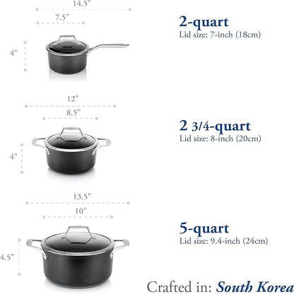 TECHEF - Onyx Collection - 2-quart Saucepan with Glass Lid, coated with New Teflon Platinum Non-Stick Coating (PFOA Free) (2-quart)