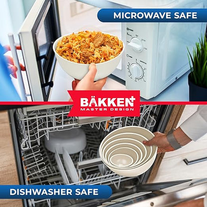 Bakken Master 12 Piece Plastic Nesting Bowls with Lids - Mixing Bowls Set includes 6 Prep Bowls and 6 Lids, BPA-Free, Reusable Meal Prep Containers, Microwave, Freezer & Dishwasher Safe, White Cream - Image 7