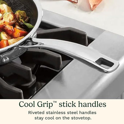 Cuisinart FusionPlus Hybrid Stainless Steel Cookware, 12-Inch Round Griddle Pan with PFAS-Free PURELYSEAR Ceramic Technology, Scratch Proof, Cool Grip Handles, Dishwasher Safe