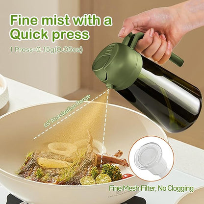 YARRAMATE 16oz/470ml Dark Green Oil Sprayer for Cooking with Stickers, Food-grade Premium 2 in 1 Olive Oil Dispenser Bottle for Kitchen Gadgets, Air Fryer, Salad, Frying, BBQ (OliveGreen) - Image 4
