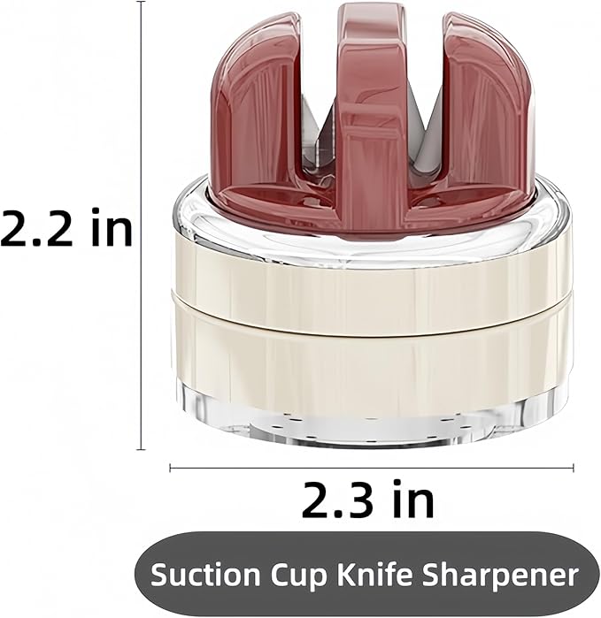 Kitchen Knife Sharpener with Suction base for Hands Free,Compact Pocket Knife Sharpeners,All-in-one Professional Knife Sharpener Tool Suitable for: Kitchen Knives,Cleaver,Fruit Knives(Red)