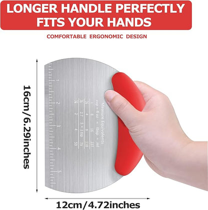 Pastry Cutter Dough Scraper Dough Cutter Scraper Tool Kitchen Pastry Blender,Stainless Steel Pastry Cutters Heavy Duty Dough Cutter for Kitchen Baking Tools,Comfortable and Dishwasher Safe (Red)