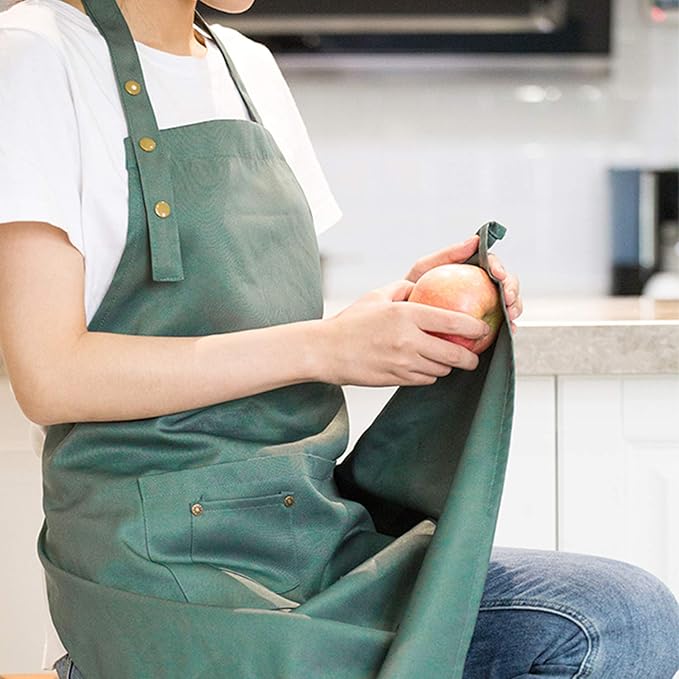 Art Aprons for Painting Pottery Ceramics, Mens Women Kitchen Cooking Aprons Waterproof Green