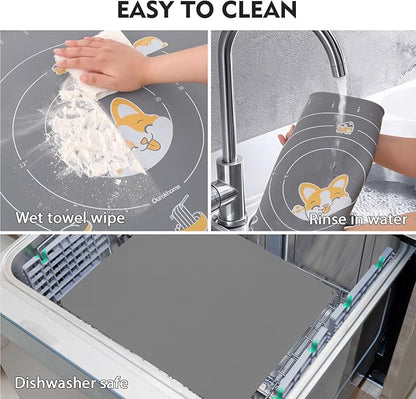 Ourokhome Silicone Baking Mat Sheet and Pastry Dough Cutter, 0.5 Inch Thick 20'' X 16" BPA free Silicone Rolling Mat, Non-Stick and Anti-Slip, Dishwasher Safe (Gray) - Image 6