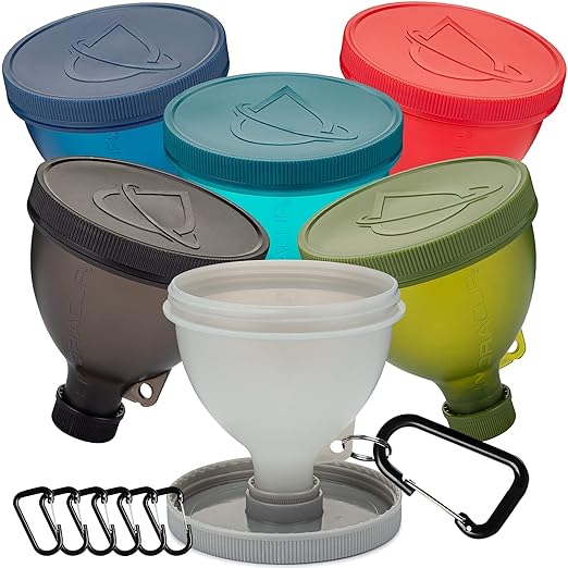 Protein Powder Funnel [6 Pack] Funnels for Water Bottles with Stand, Protein Powder Container to Go, Water Bottle Funnel for Powder, Pre Workout Funnel, BPA Free, Hydra Cup by Hydracup