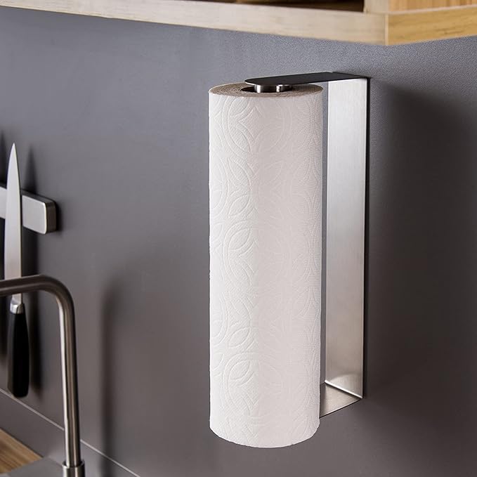 ZUNTO Paper Towel Holder Under Cabinet Self Adhesive Paper Towel Rack (No Drilling), Stainless Steel Wall Mount Paper Towel Holder, Rustproof, Easy Tear by ZUNTO