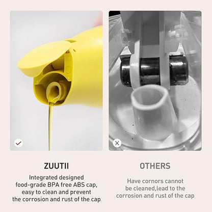Zuutii Olive Oil Dispenser Bottle - Drip Free Spout for Kitchen, Glass, Gray