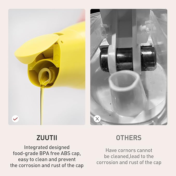 Zuutii Olive Oil Dispenser - Drip Free Spout Bottle for Kitchen Glass Oil and Vinegar Dispenser - Lemon Yellow
