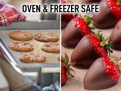 Zulay Kitchen (2 Pack) Silicone Baking Mat Sheet Set - Reusable Baking Mat Nonstick - Half Sheet Baking Mat For Oven - 16.5" x 11.6" (Light Gray)