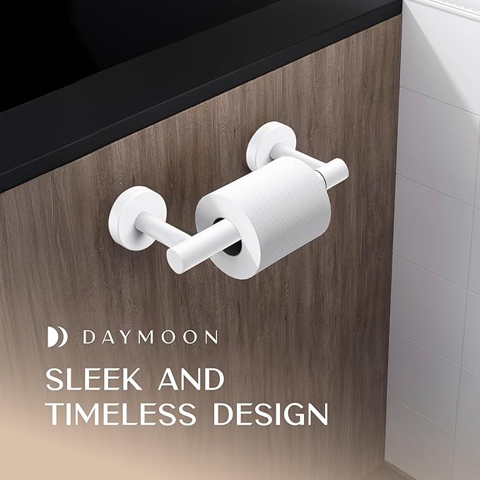 Day Moon™ - Toilet Paper Holder - Modern Roll Holder for Bathroom - 1 Pack - Wall Mount - Classic, White - Image 2