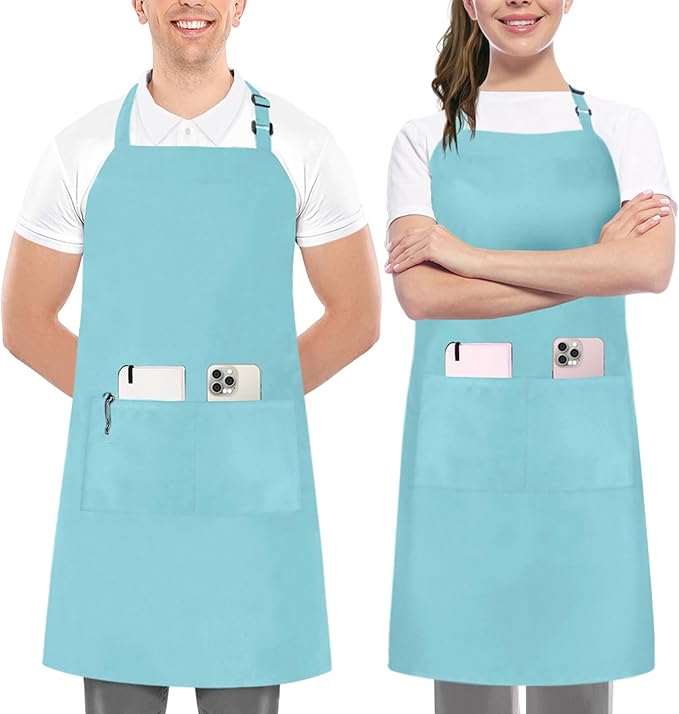Utopia Kitchen 2 Pack Bib Apron, Adjustable with 2 Pockets, Water and Oil Resistant, Cooking Kitchen Chef Apron for Women Men by UTOPIAKITCHEN