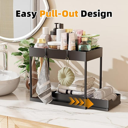 Simple Trending 3 Pack Under Sink Organizer, Pull-Out Cabinet Organizer Drawer, 2 Tier Multi-Purpose Slide Out Storage Shelf for Kitchen Bathroom, Black - Image 4