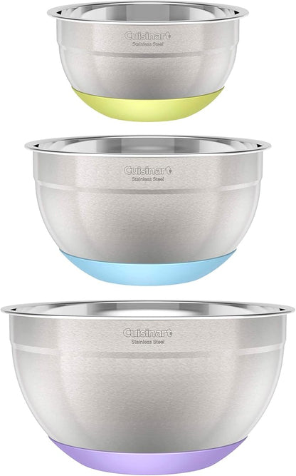 3-Piece Stainless Steel Mixing Bowls with Nonslip Base, 1.5qt, 3qt & 5qt by Cuisinart