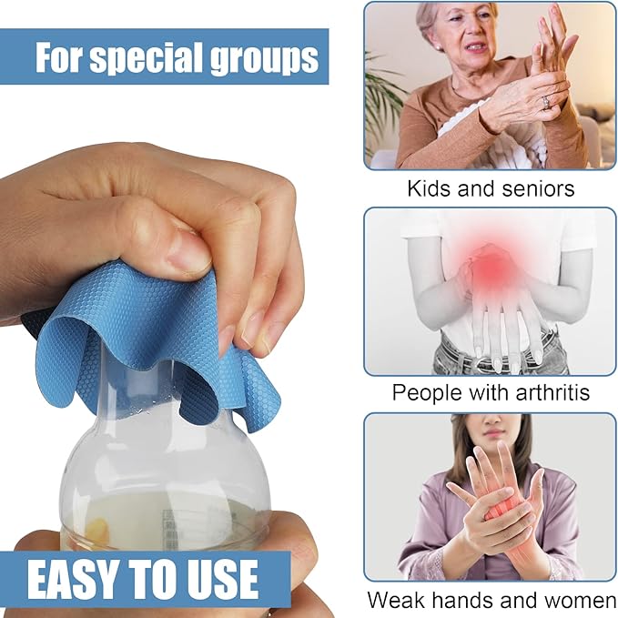 LUTER 4pcs Jar Opener, Rubber, Multi-function Silicone Bottle Opener for Seniors with Weak Hands Lid Cap Gripper Pads Kitchen Coasters Gadgets(Light Blue, Green) - Image 6