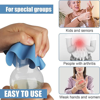 LUTER 4pcs Jar Opener, Rubber, Multi-function Silicone Bottle Opener for Seniors with Weak Hands Lid Cap Gripper Pads Kitchen Coasters Gadgets(Light Blue, Green) - Image 6
