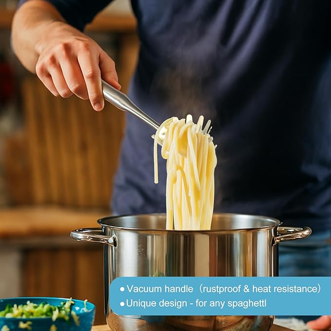 Stainless Steel Soup Ladle and Spaghetti Spoon Set - Large Ladle Spoon, Pasta Strainer, Durable Kitchen Cooking Utensils for Stirring, Serving Pasta, Soup & Sauce，Christmas Gifts - Image 6