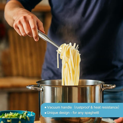 Stainless Steel Soup Ladle and Spaghetti Spoon Set - Large Ladle Spoon, Pasta Strainer, Durable Kitchen Cooking Utensils for Stirring, Serving Pasta, Soup & Sauce，Christmas Gifts - Image 6