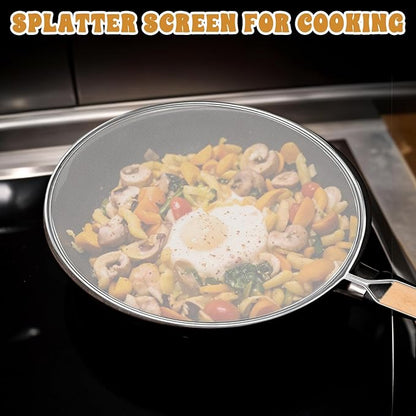 1PCS Splatter Screen for Frying Pan, 8Inch Stainless Steel Splatter Guard for Frying Pan Cooking Pots Food Strainer and Universal Cookware for Cooking, Kitchen Splash Guard No Oil Mess, No Burns - Image 5