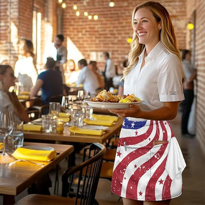 Server Apron with 3 Pockets, Waterproof Oil Waitress Waiter Half Apron for Restaurant Hotel Kitchen Cafe