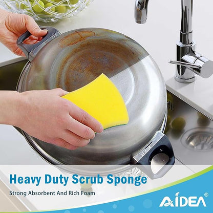AIDEA Sponges Kitchen, 50 Pack Heavy Duty Dish Sponge, Cleaning Dish Scrubber Sponge for Home and Kitchen, Stink-Free Cleaning Supplies for Pots, Pans - Image 6