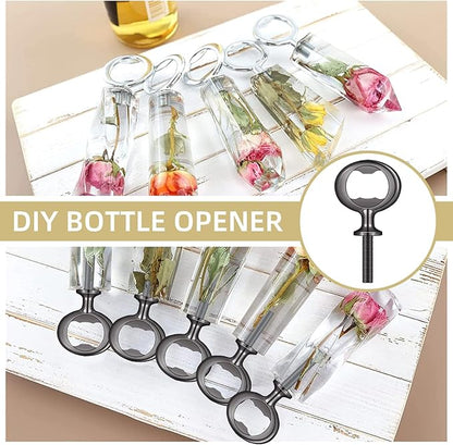 Metal Bottle Opener Kit - 10 Pcs Stainless Steel Inserts, DIY Beer Opener Hardware, Flat Black Inserts