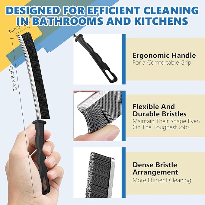 Crevice Cleaning Brush Set (12 Pack) – Hard Bristle Gap Cleaning Tool for Window Tracks, Grout & Bathroom Corners – Thin Deep Cleaning Brush for Kitchen Sink, Sliding Door Tracks & Tight Spaces - Image 4