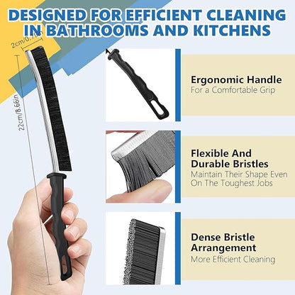 Crevice Cleaning Brush Set (12 Pack) – Hard Bristle Gap Cleaning Tool for Window Tracks, Grout & Bathroom Corners – Thin Deep Cleaning Brush for Kitchen Sink, Sliding Door Tracks & Tight Spaces - Image 4