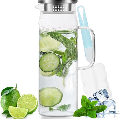 Yirilan Glass Pitcher, 1.5liter Glass Pitcher With Lid, Carafes and Pitchers, Iced Tea Pitcher, Water Carafe With Handle, Heat Resistant Borosilicate Glass Jug, Beverage Pitcher, Tea Jug With Brush - Image 9