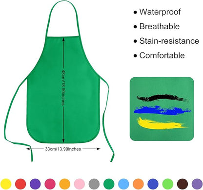 KUUQA 16/24/30/36/40Pcs Kids Apron Painting Aprons for Kids, Kids Paint Apron Art Smock for Classroom Painting Party Supplies