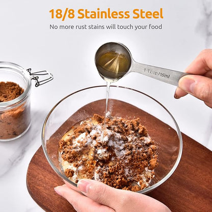 Measuring Spoons: U-Taste 18/8 Stainless Steel Measuring Spoons Set of 9 Piece: 1/16 TSP, 1/8 TSP, 1/4 TSP, 1/3 TSP, 1/2 TSP, 3/4 TSP, 1 TSP, 1/2 tbsp & 1 tbsp Dry and Liquid Ingredients - Image 3