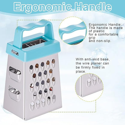 12 Pcs Mini Cheese Grater Stainless Steel Box Grater Professional Fine Coarse Handheld Slicer with 4 Sides Small Lemon Safe Zester Shredder for Kitchen Ginger Vegetable Potatoes Food - Image 7