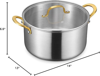 BEZIA 12 Quart 3-Ply Stainless Steel Stockpot, Soup Pot with Lid in Fully Clad Tri-Ply Stainless Steel, Even Heat Distribution, Cooking Pot with Handles, All Cooktops Compatible, Perfect for Stew - Image 8